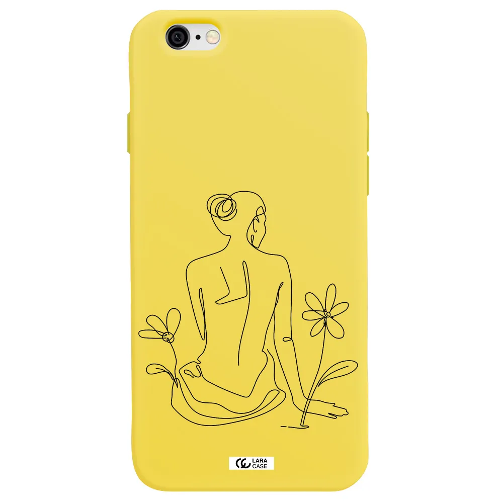 a woman sitting on a flower Apple iPhone 6 Silicone canary yellow Case
