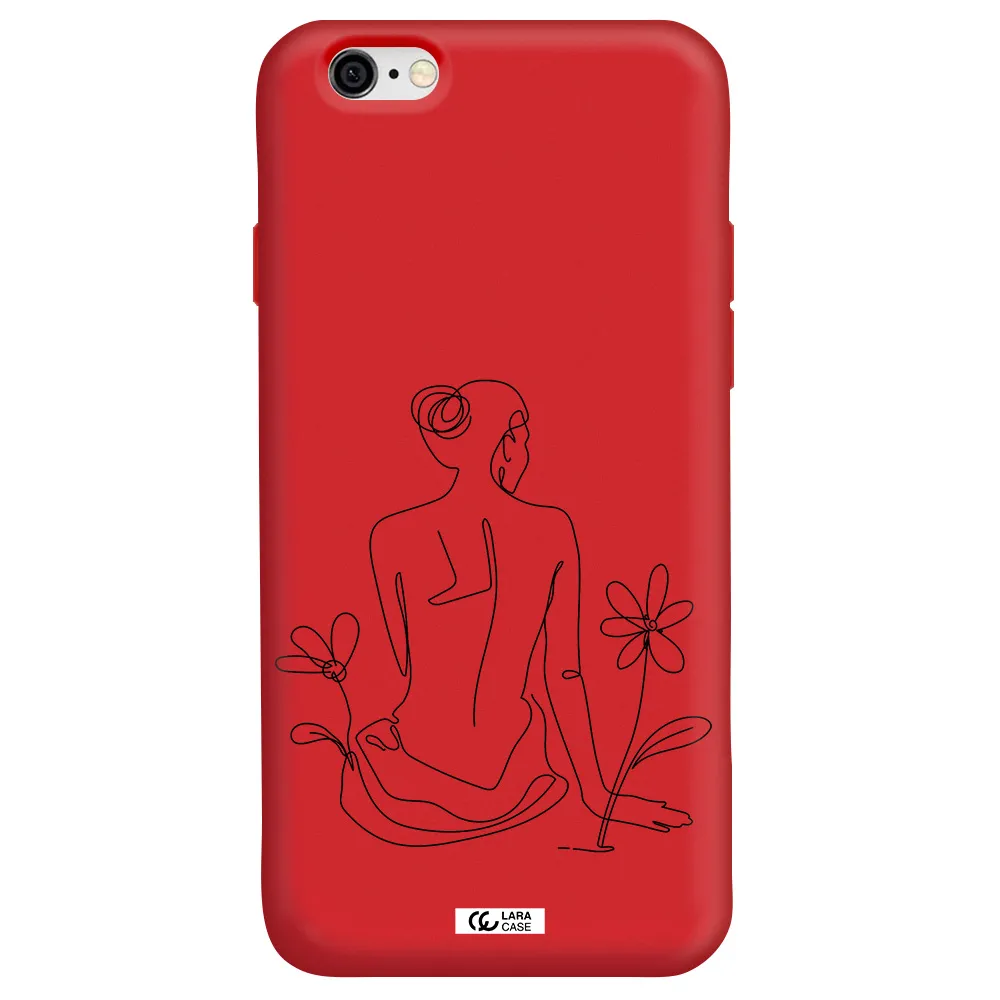 a woman sitting on a flower Apple iPhone 6 Silicone Imperial Red Case