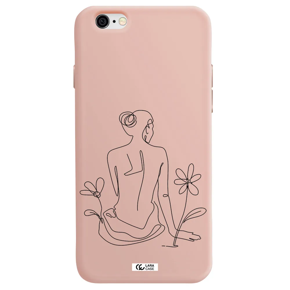a woman sitting on a flower Apple iPhone 6 Silicone pastel pink Case