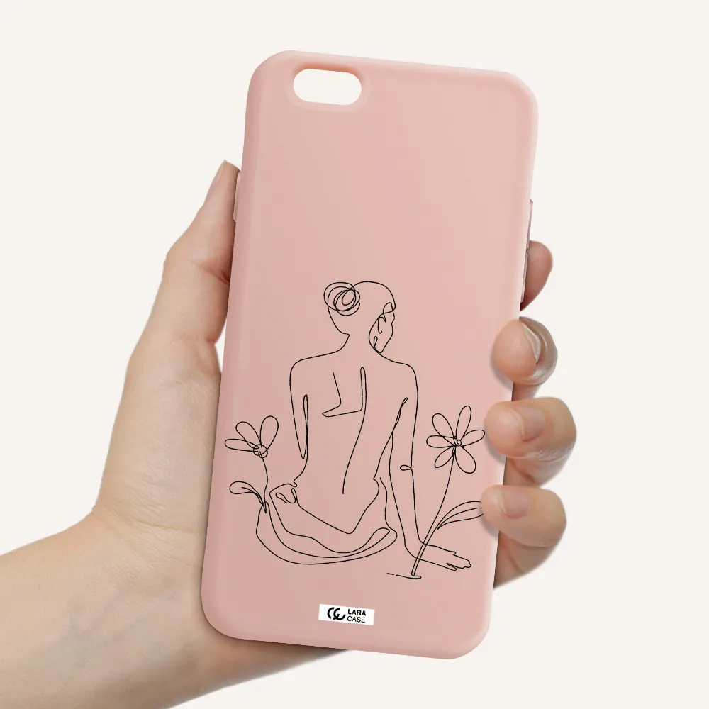 a woman sitting on a flower Apple iPhone 6 Silicone pastel pink Case