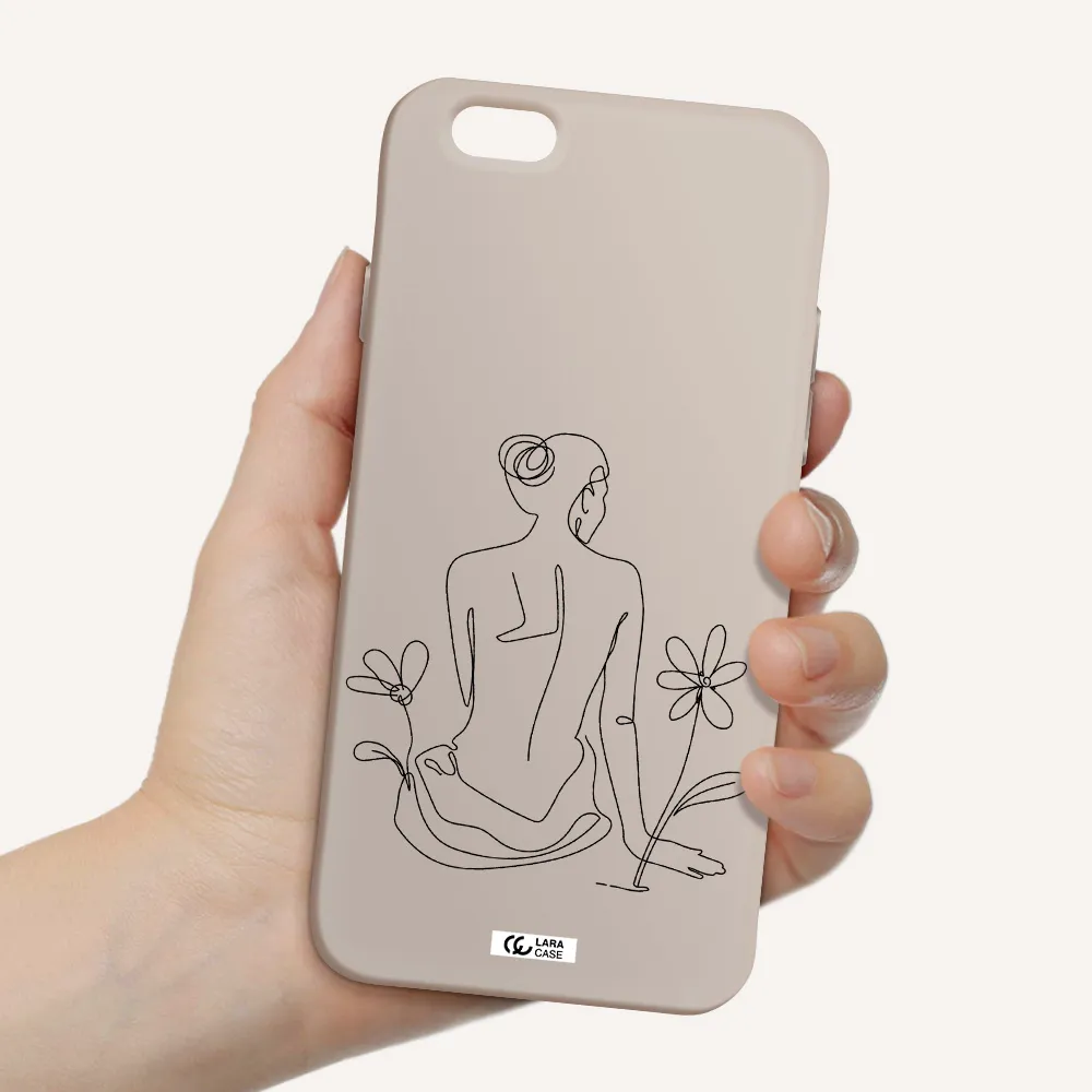 a woman sitting on a flower Apple iPhone 6 Silicone Stone Case