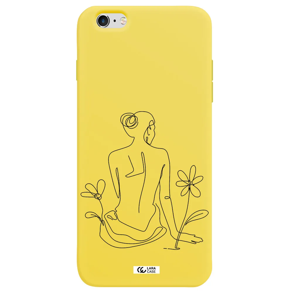 a woman sitting on a flower Apple iPhone 6S Silicone canary yellow Case
