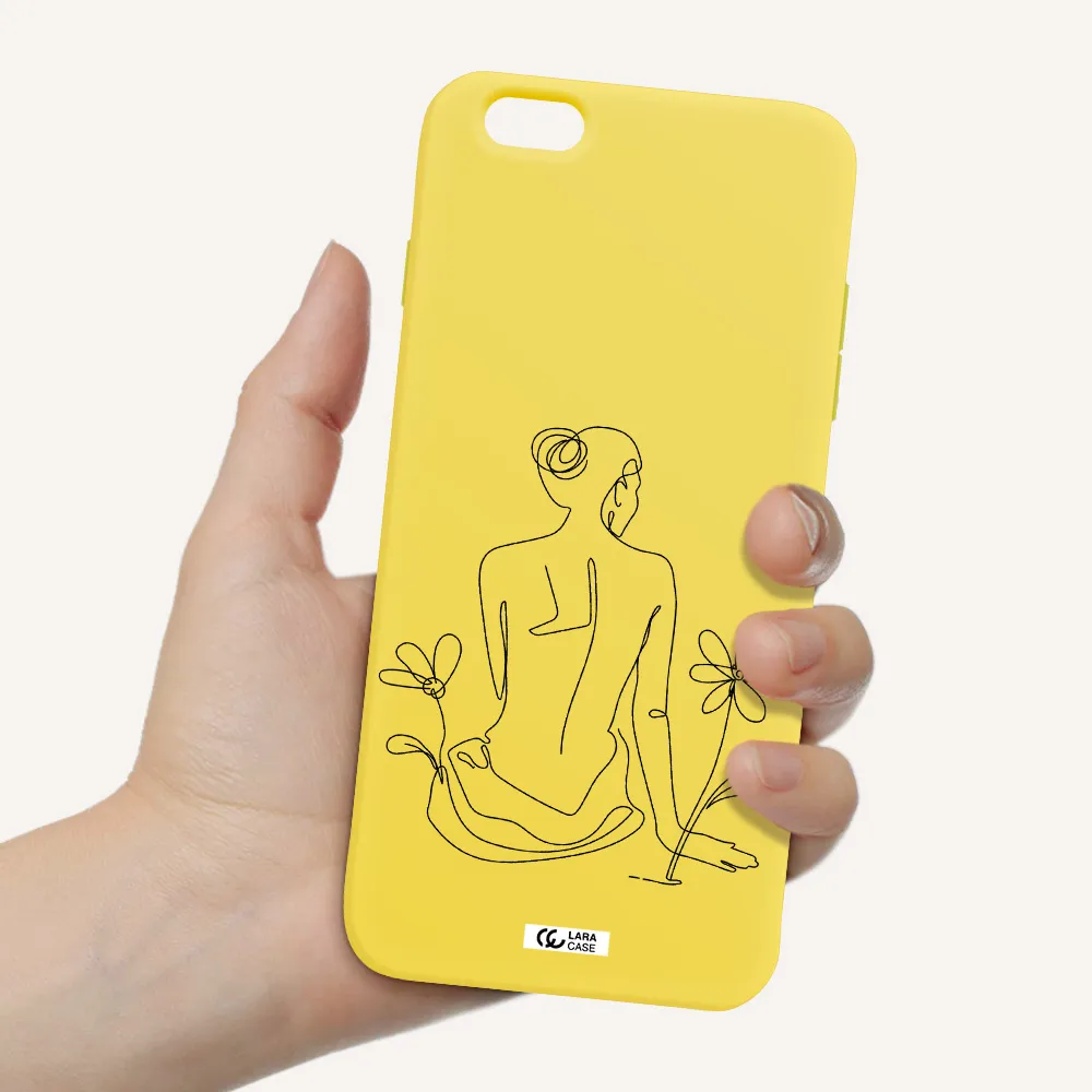 a woman sitting on a flower Apple iPhone 6S Silicone canary yellow Case