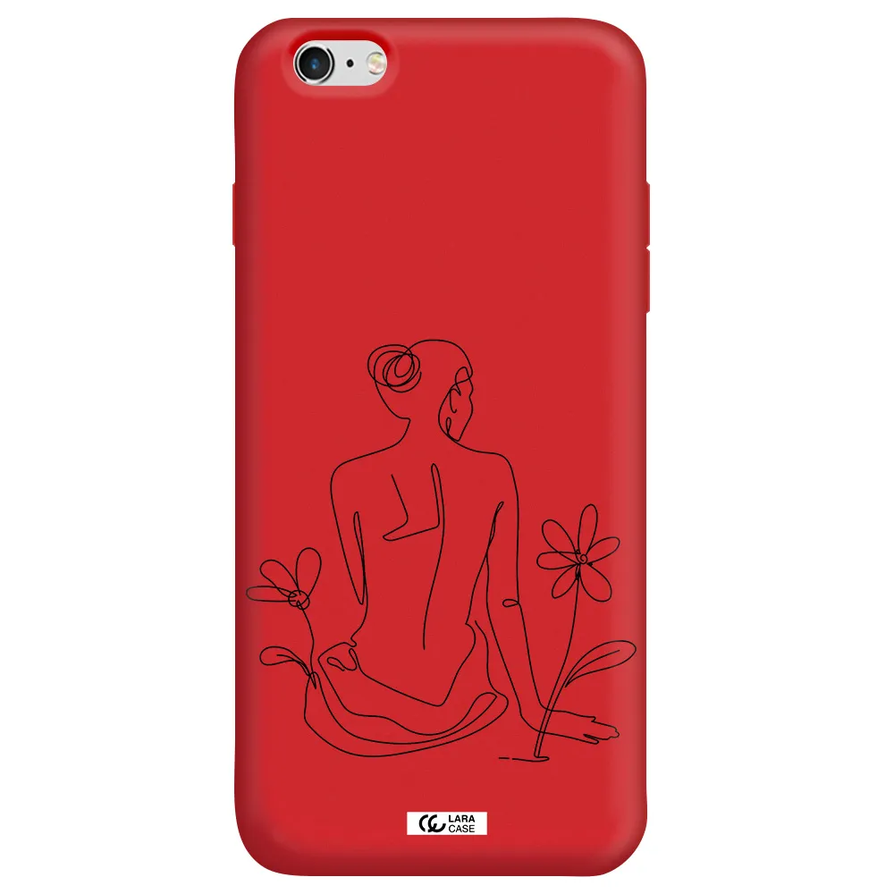 a woman sitting on a flower Apple iPhone 6S Silicone Imperial Red Case