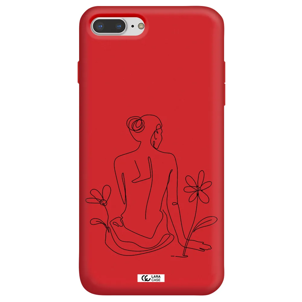 a woman sitting on a flower Apple iPhone 7 plus Silicone Imperial Red Case