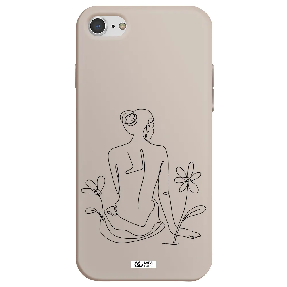a woman sitting on a flower Apple iPhone 7 Silicone Stone Case