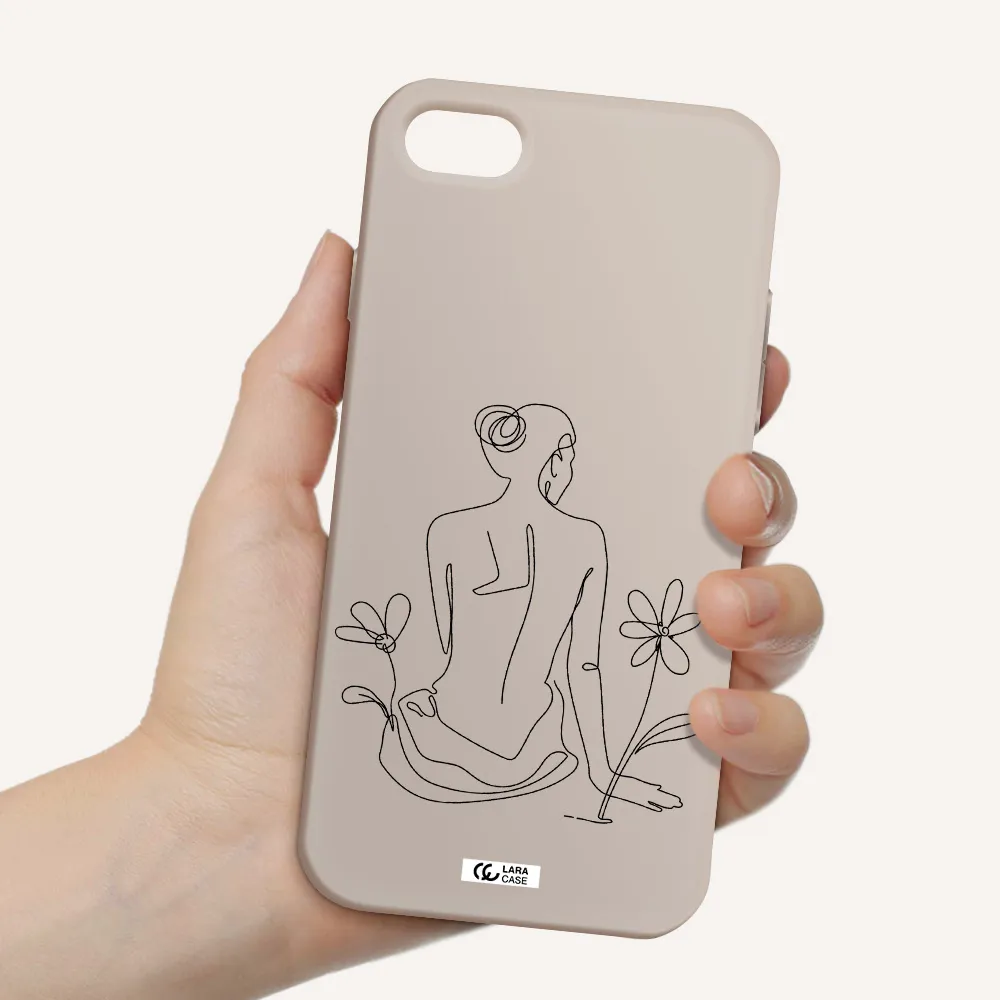 a woman sitting on a flower Apple iPhone 7 Silicone Stone Case