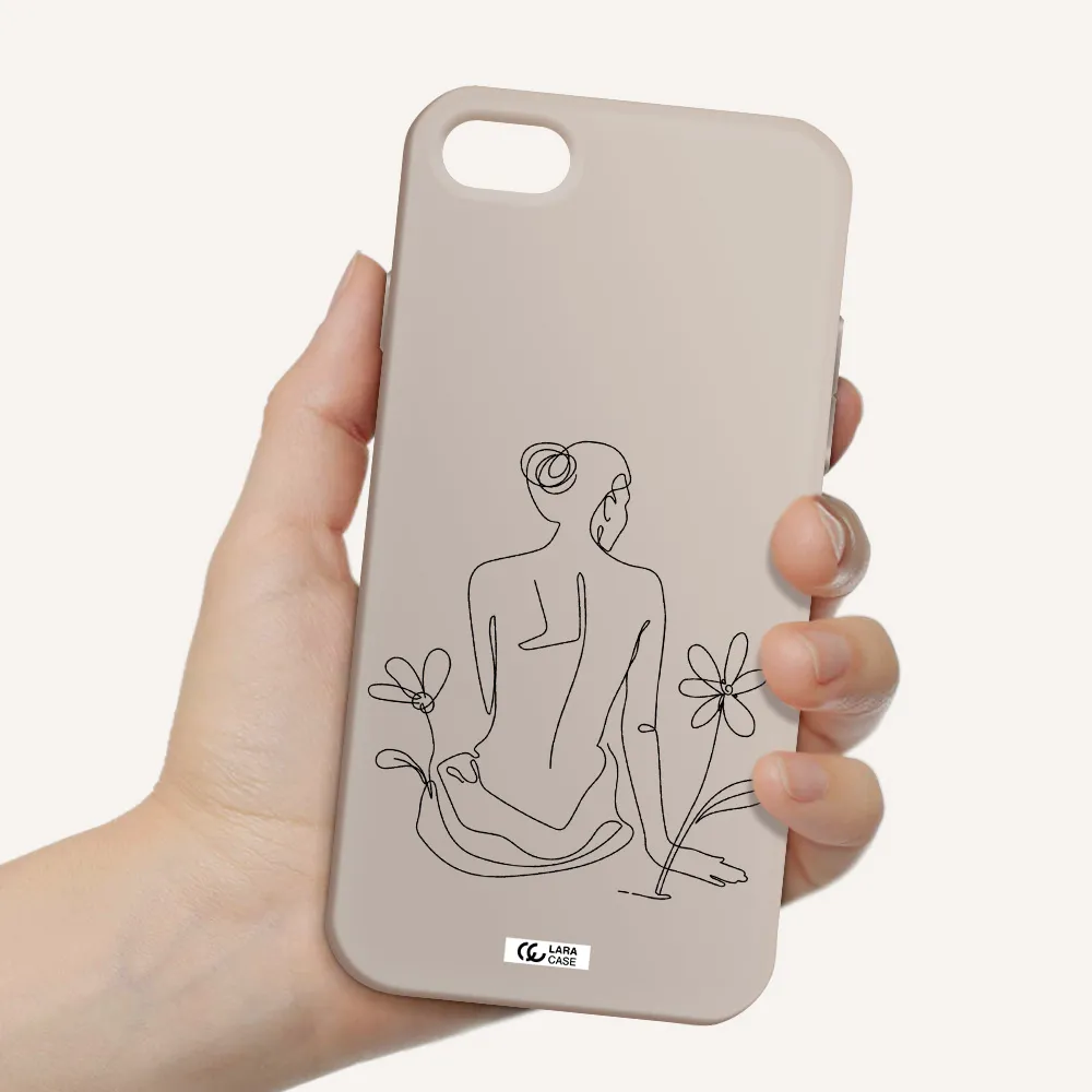 a woman sitting on a flower Apple iPhone 8 Silicone Stone Case