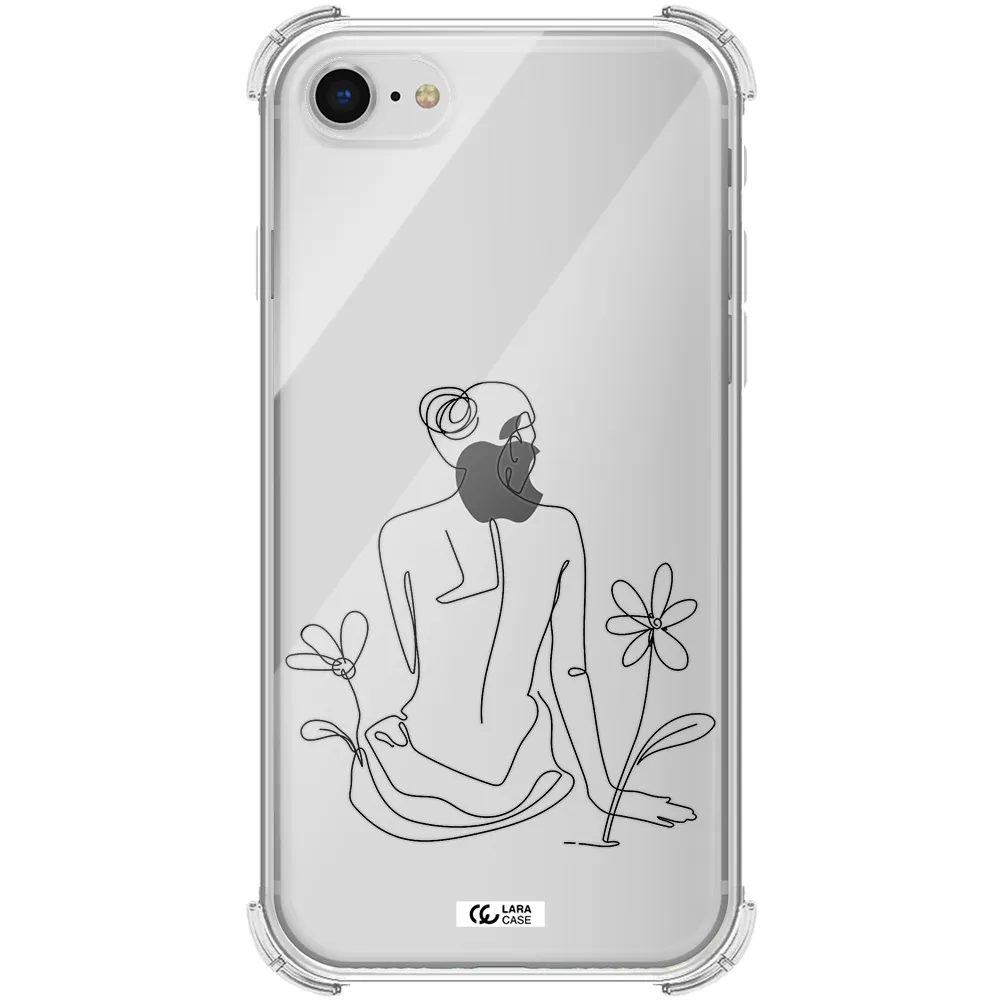 a woman sitting on a flower Apple iPhone se 2020 Clear PC Case