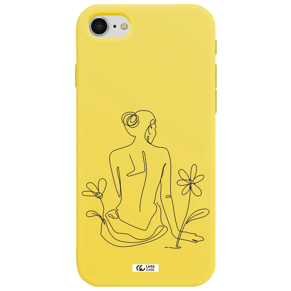 a woman sitting on a flower Apple iPhone se 2020 Silicone canary yellow Case