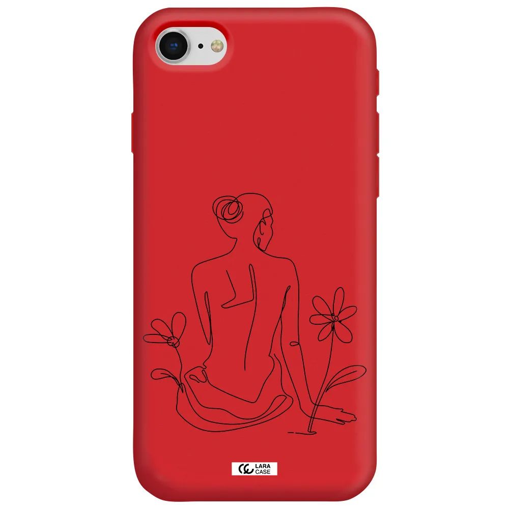 a woman sitting on a flower Apple iPhone se 2020 Silicone Imperial Red Case