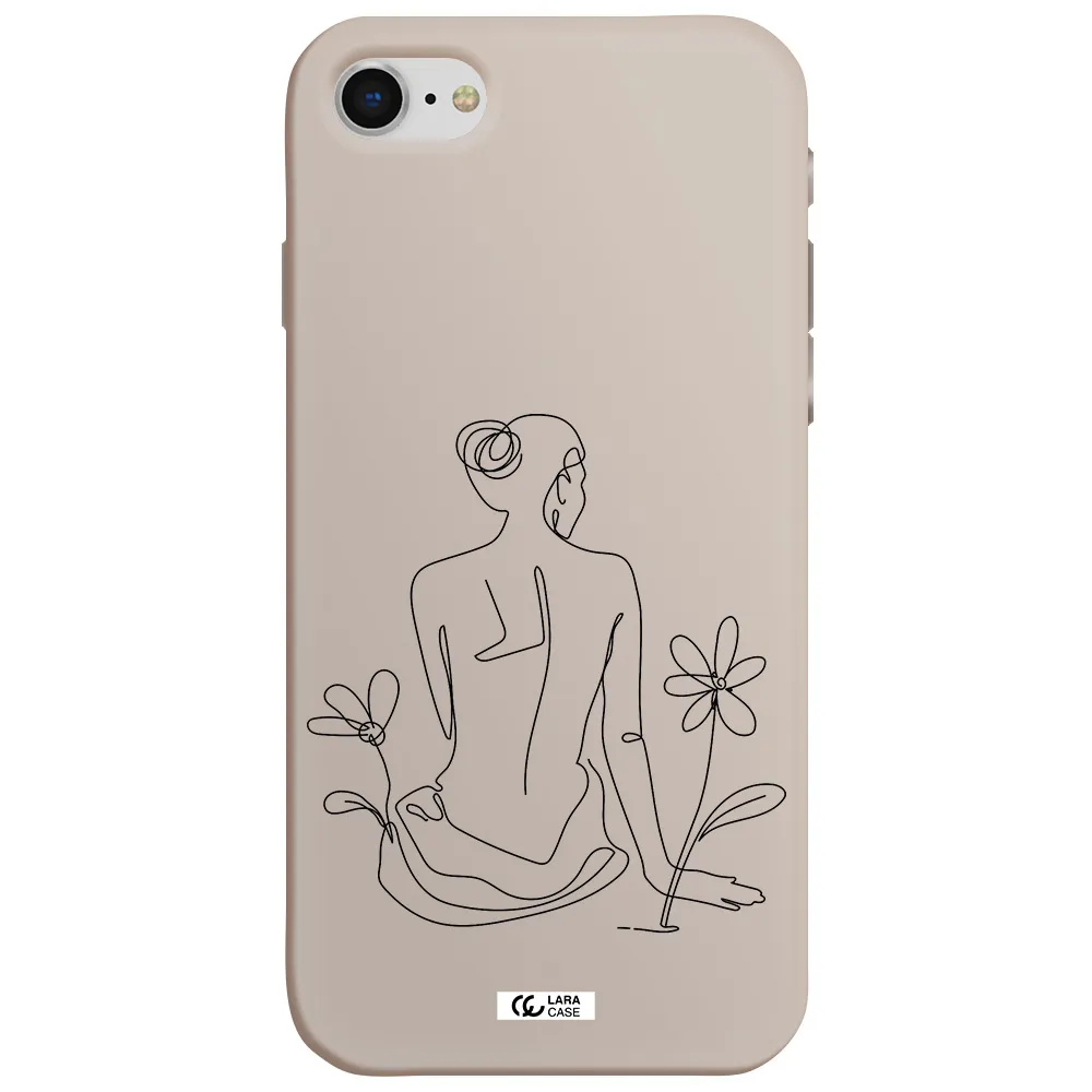 a woman sitting on a flower Apple iPhone se 2020 Silicone Stone Case