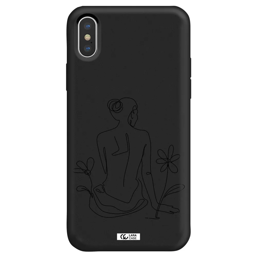 a woman sitting on a flower Apple iPhone X Silicone black Case