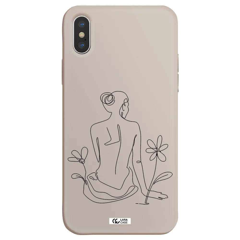 a woman sitting on a flower Apple iPhone X Silicone Stone Case