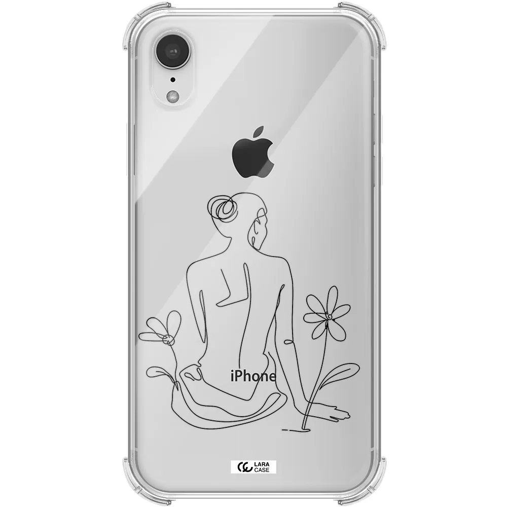 a woman sitting on a flower Apple iPhone XR Clear PC Case