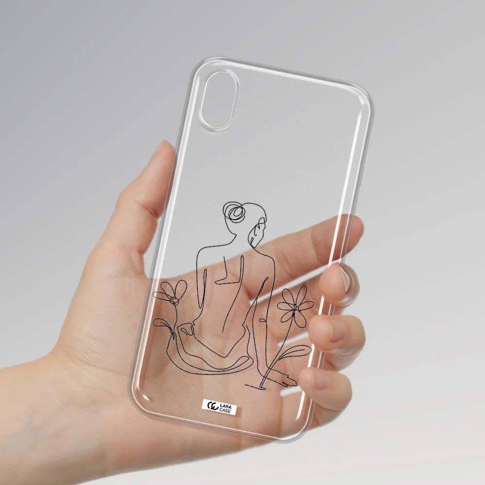 a woman sitting on a flower Apple iPhone XR Clear TPU Case