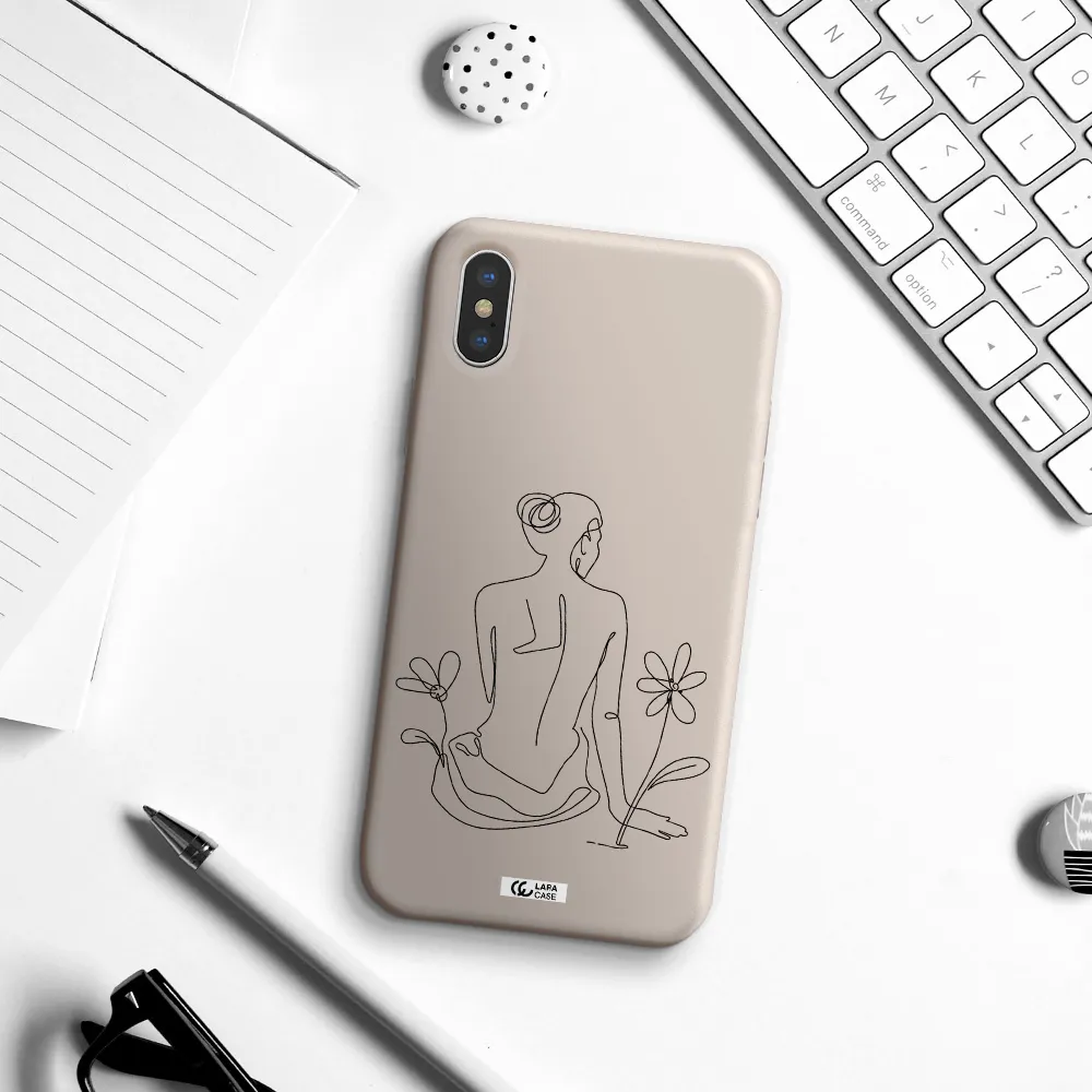 a woman sitting on a flower Apple iPhone XS Silicone Stone Case