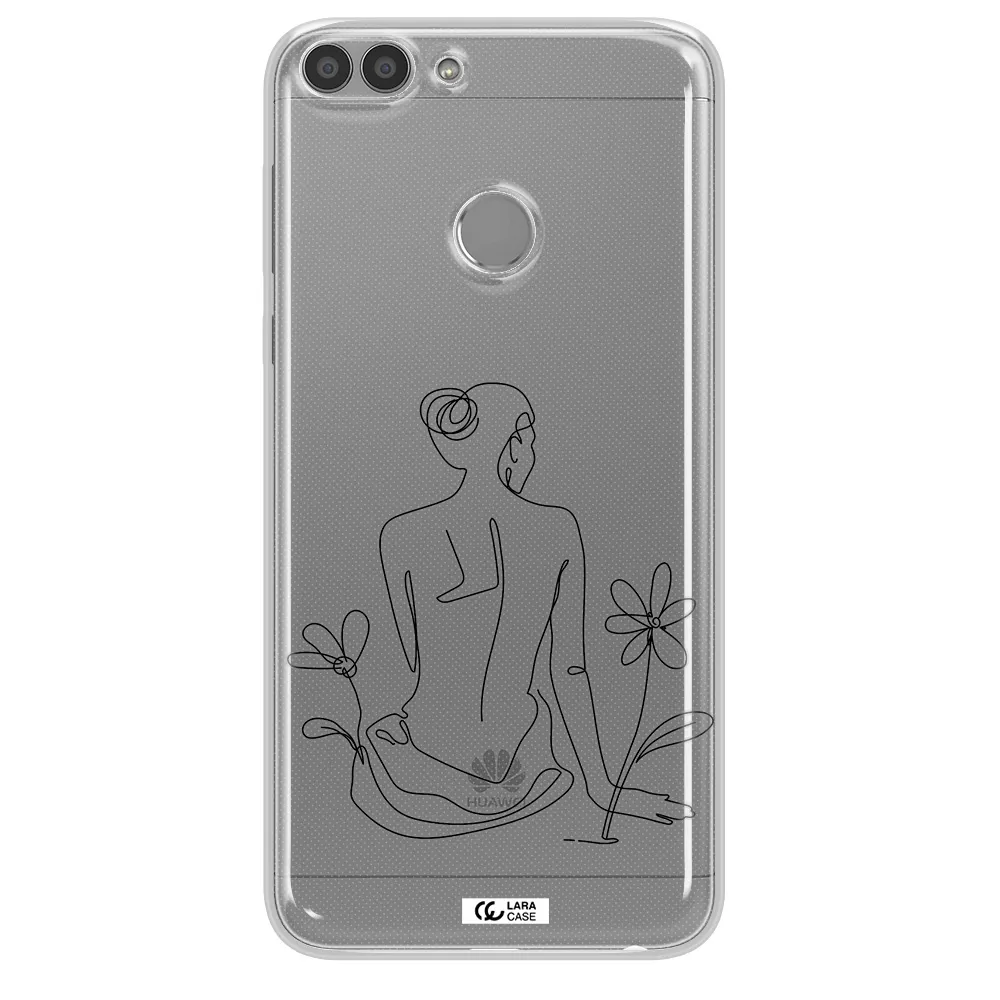 a woman sitting on a flower Huawei P Smart Clear TPU Case