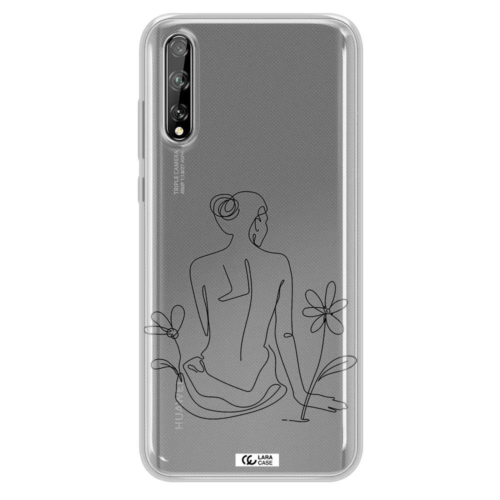 a woman sitting on a flower Huawei P Smart S Clear TPU Case