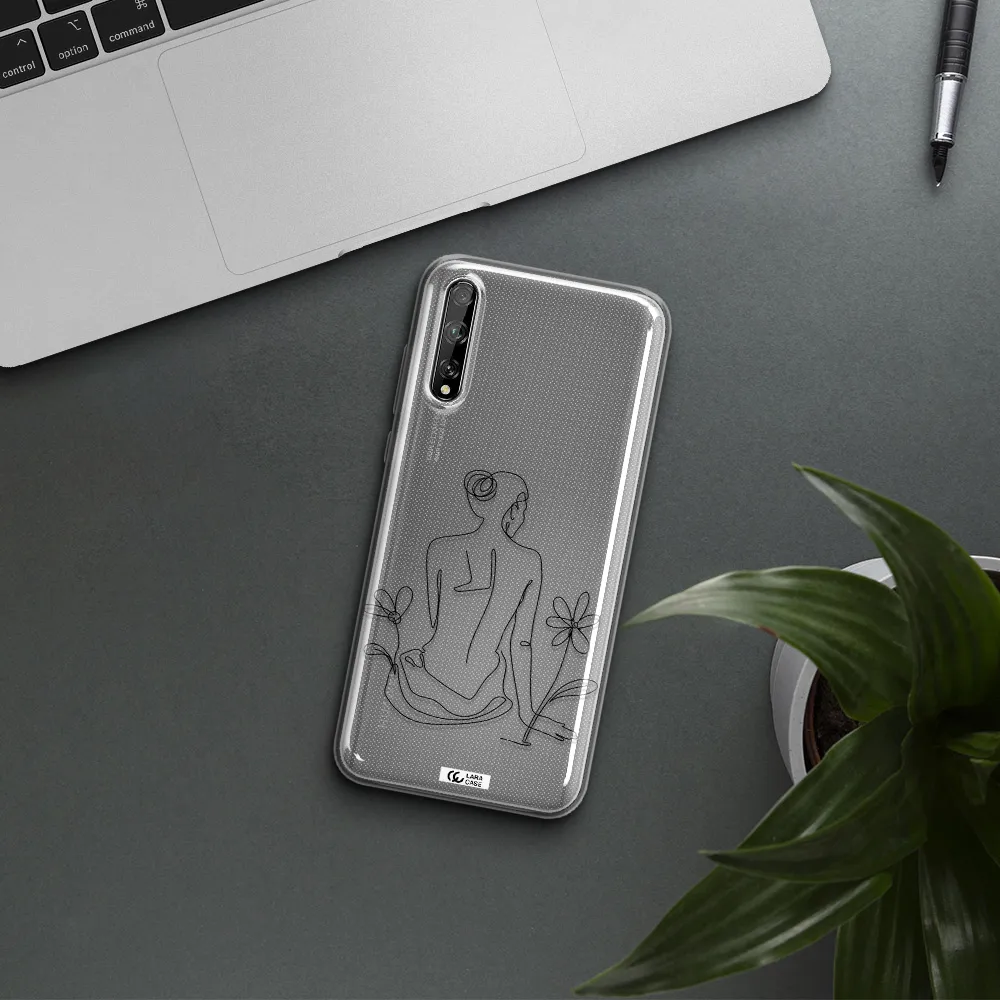 a woman sitting on a flower Huawei P Smart S Clear TPU Case