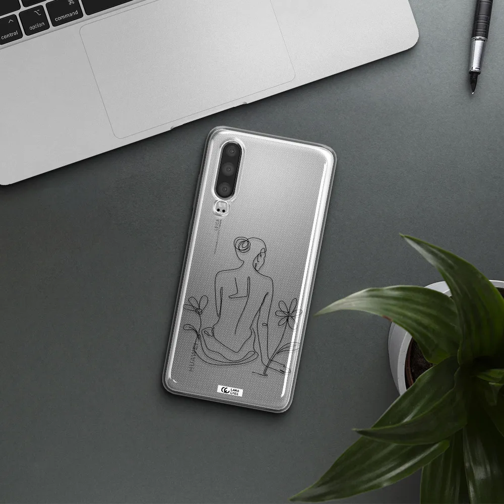a woman sitting on a flower Huawei P30 Clear TPU Case