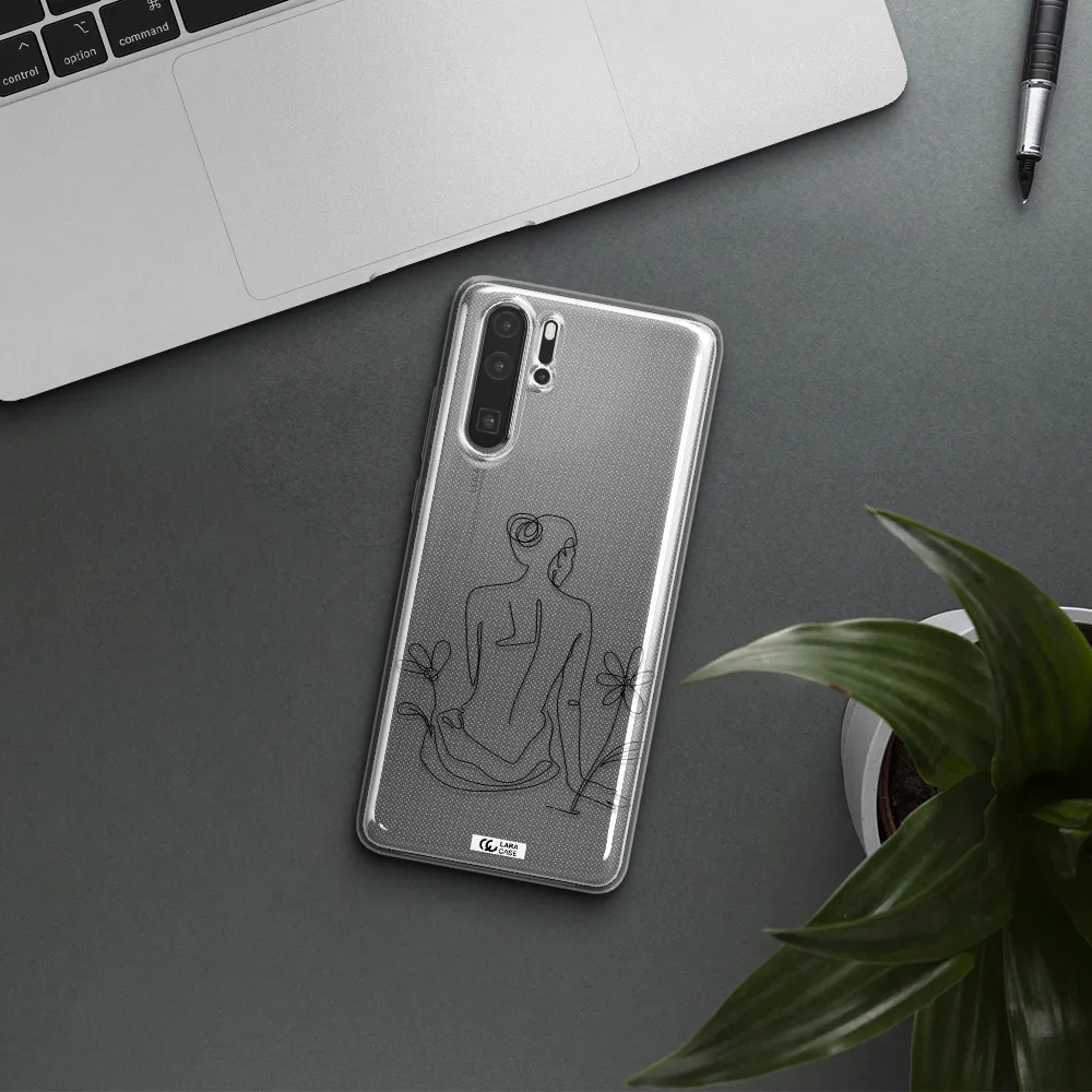 a woman sitting on a flower Huawei P30 Pro Clear TPU Case