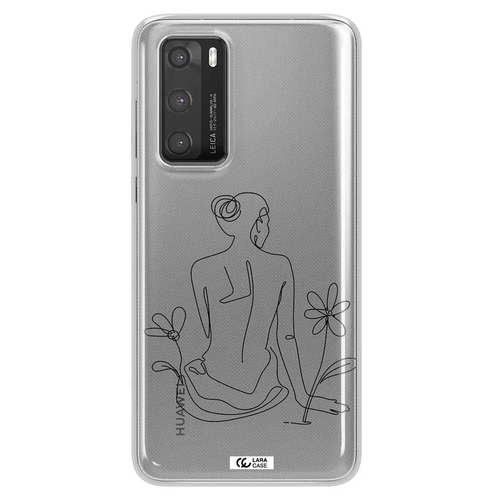 a woman sitting on a flower Huawei P40 Clear TPU Case