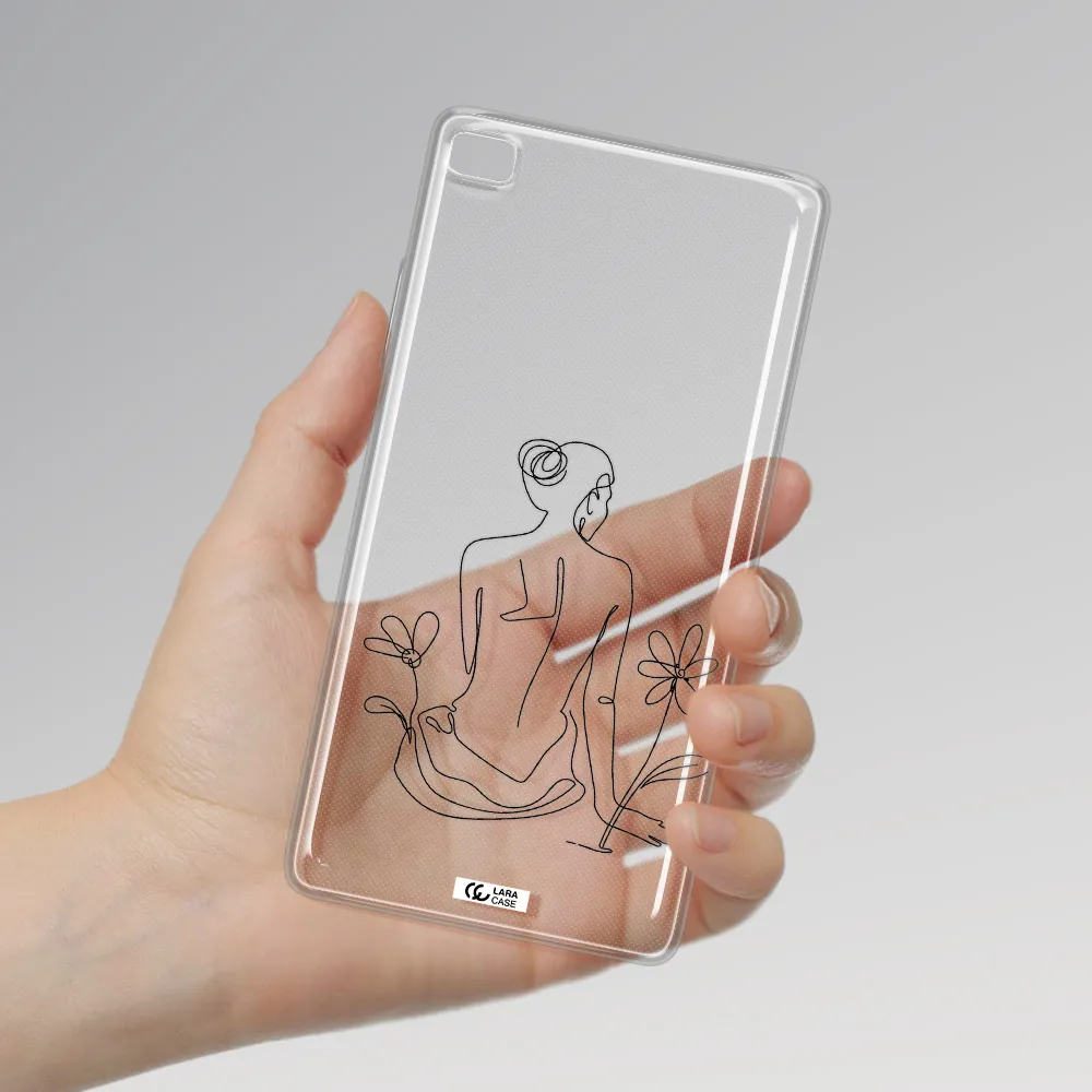 a woman sitting on a flower Huawei P8 Clear TPU Case