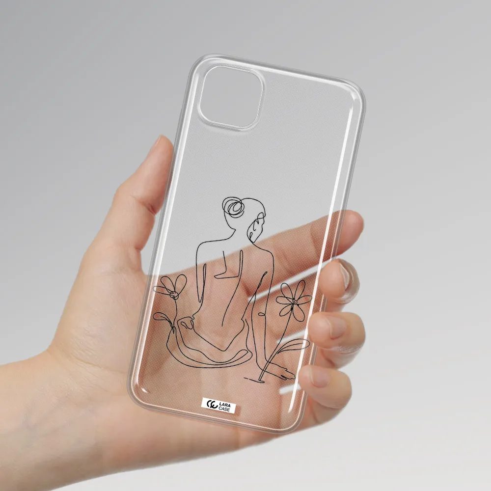 a woman sitting on a flower Huawei Y5P Clear TPU Case