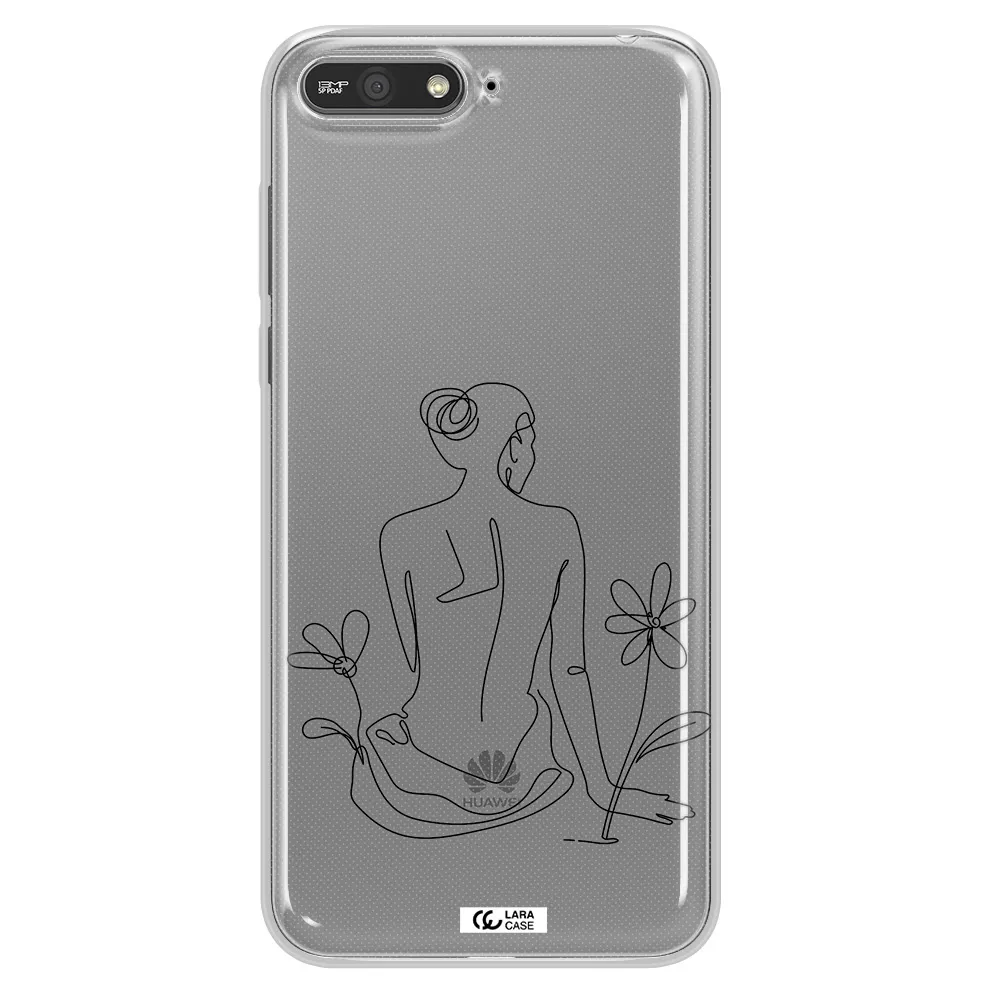 a woman sitting on a flower Huawei Y6 2018 Clear TPU Case