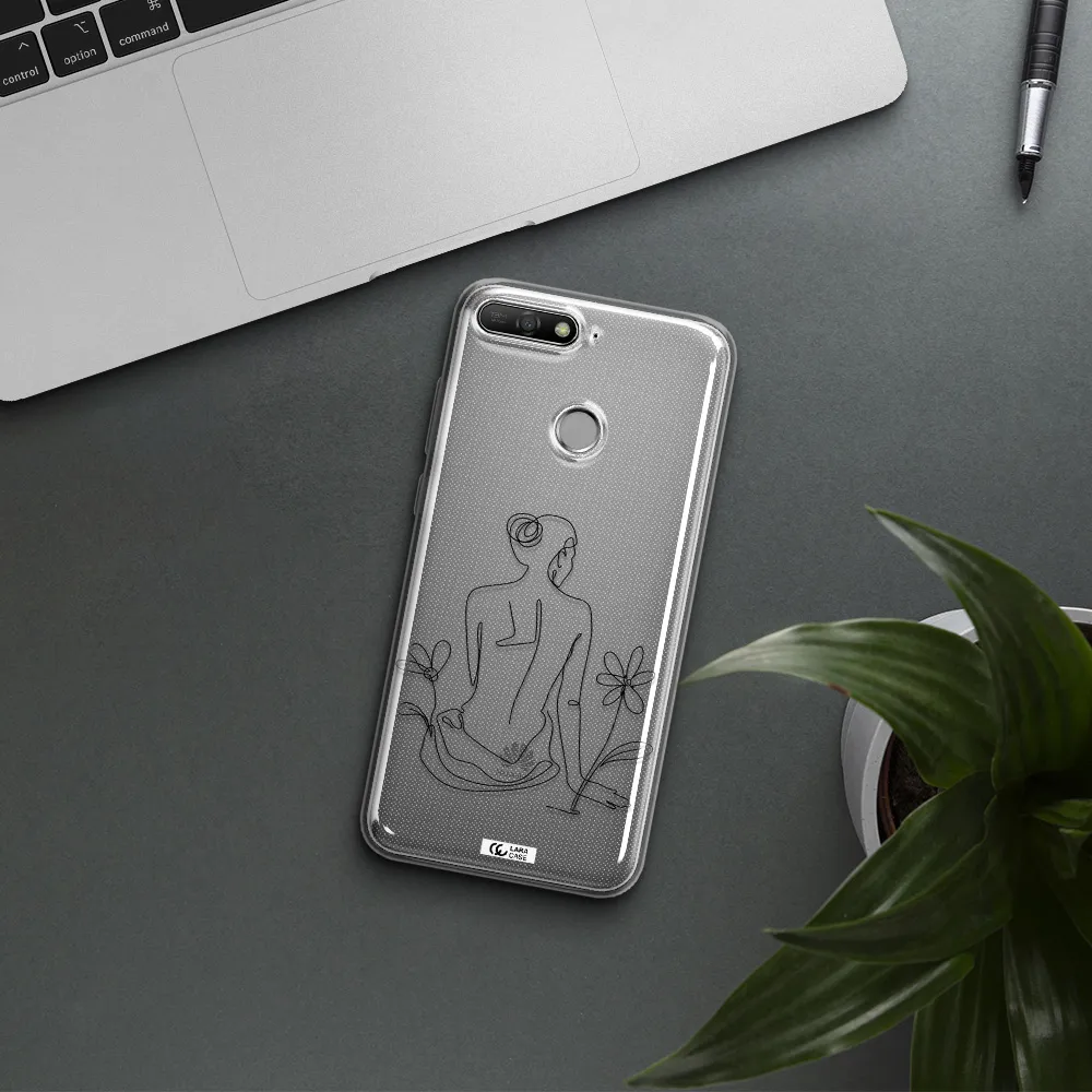 a woman sitting on a flower Huawei Y6 Prime 2018 Clear TPU Case