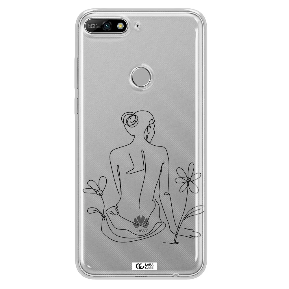a woman sitting on a flower Huawei Y7 2018 Clear TPU Case