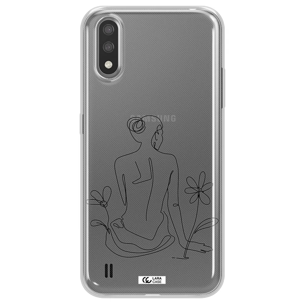 a woman sitting on a flower Samsung A01 Clear TPU Case