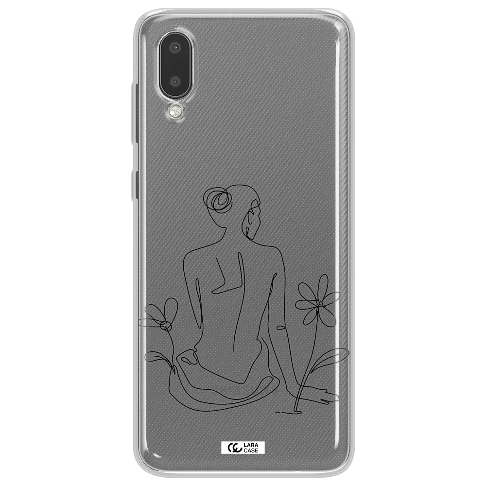 a woman sitting on a flower Samsung A02 Clear TPU Case