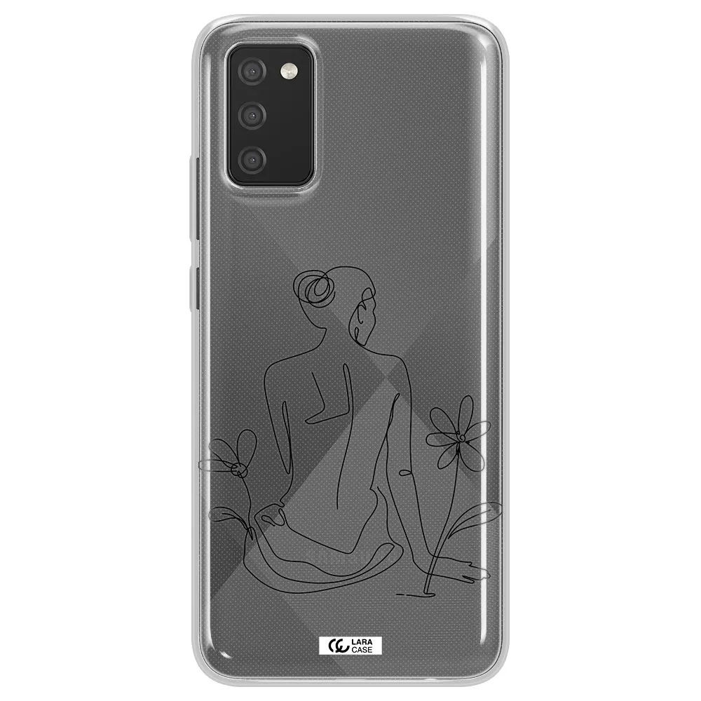 a woman sitting on a flower Samsung A02S Clear TPU Case