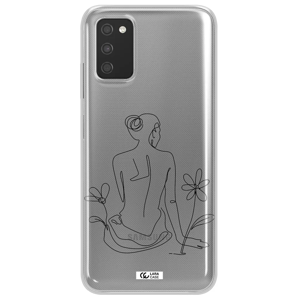 a woman sitting on a flower Samsung A03S Clear TPU Case