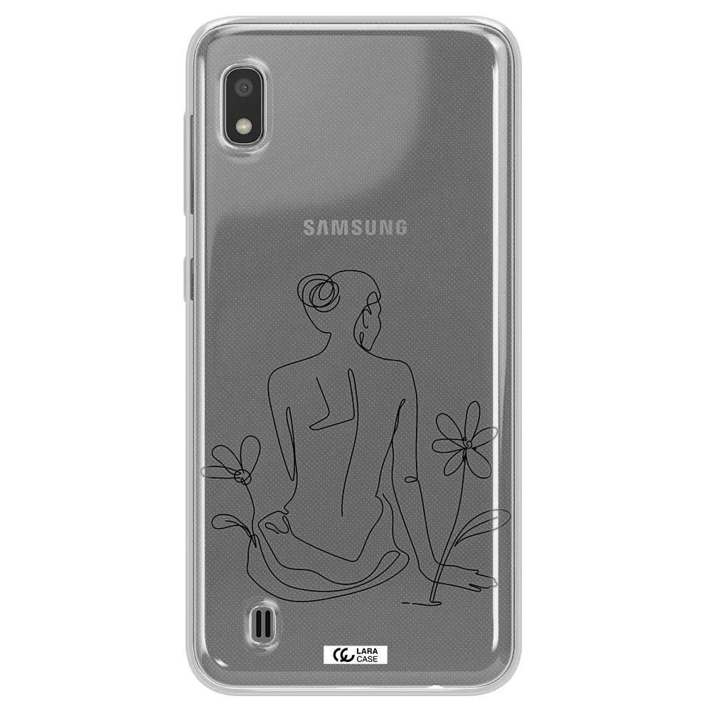 a woman sitting on a flower Samsung A10 Clear TPU Case