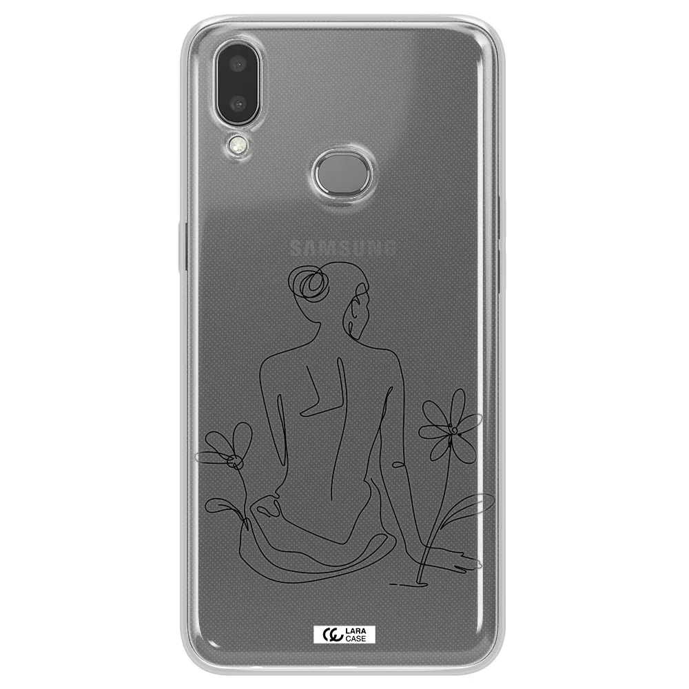 a woman sitting on a flower Samsung A10S Clear TPU Case