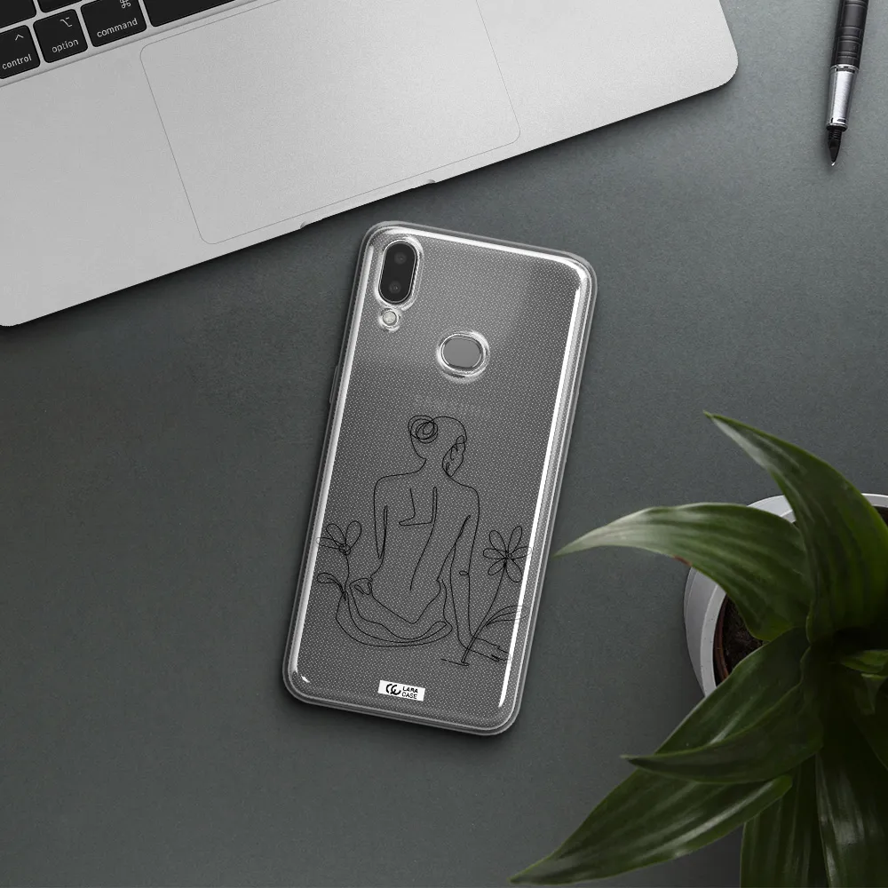 a woman sitting on a flower Samsung A10S Clear TPU Case