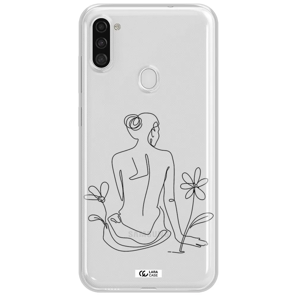 a woman sitting on a flower Samsung A11 Clear TPU Case