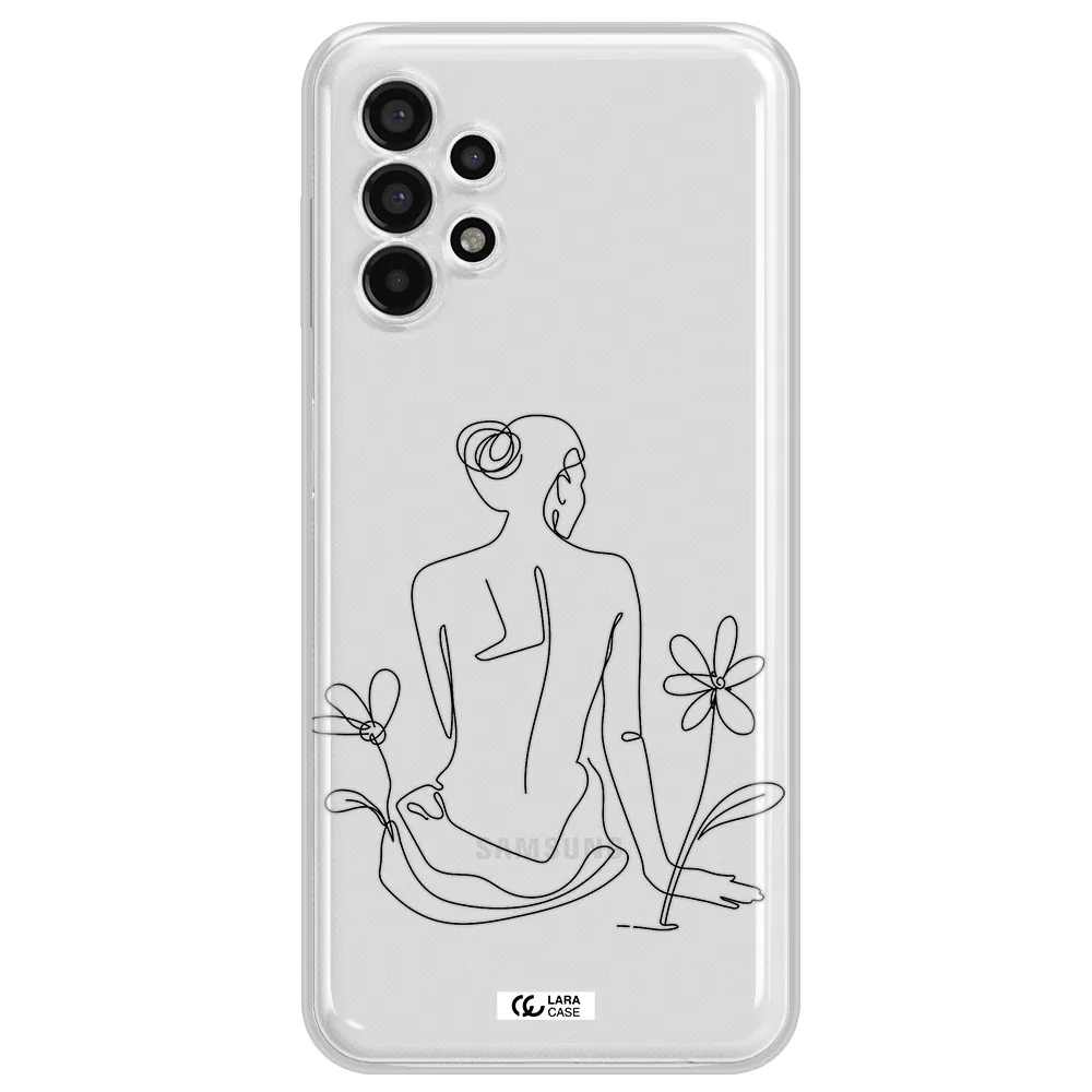 a woman sitting on a flower Samsung A13 4g Clear TPU Case