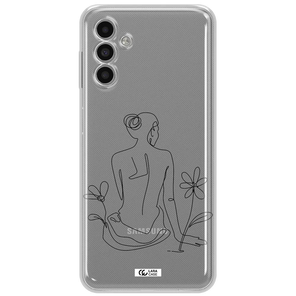 A Woman Sitting On A Flower Samsung A13 5G Clear Tpu Case