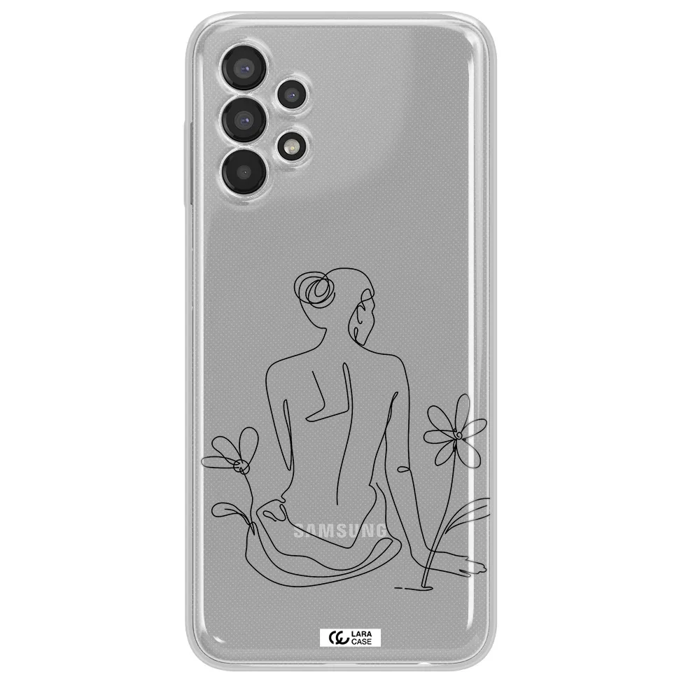 a woman sitting on a flower Samsung A13 Clear TPU Case