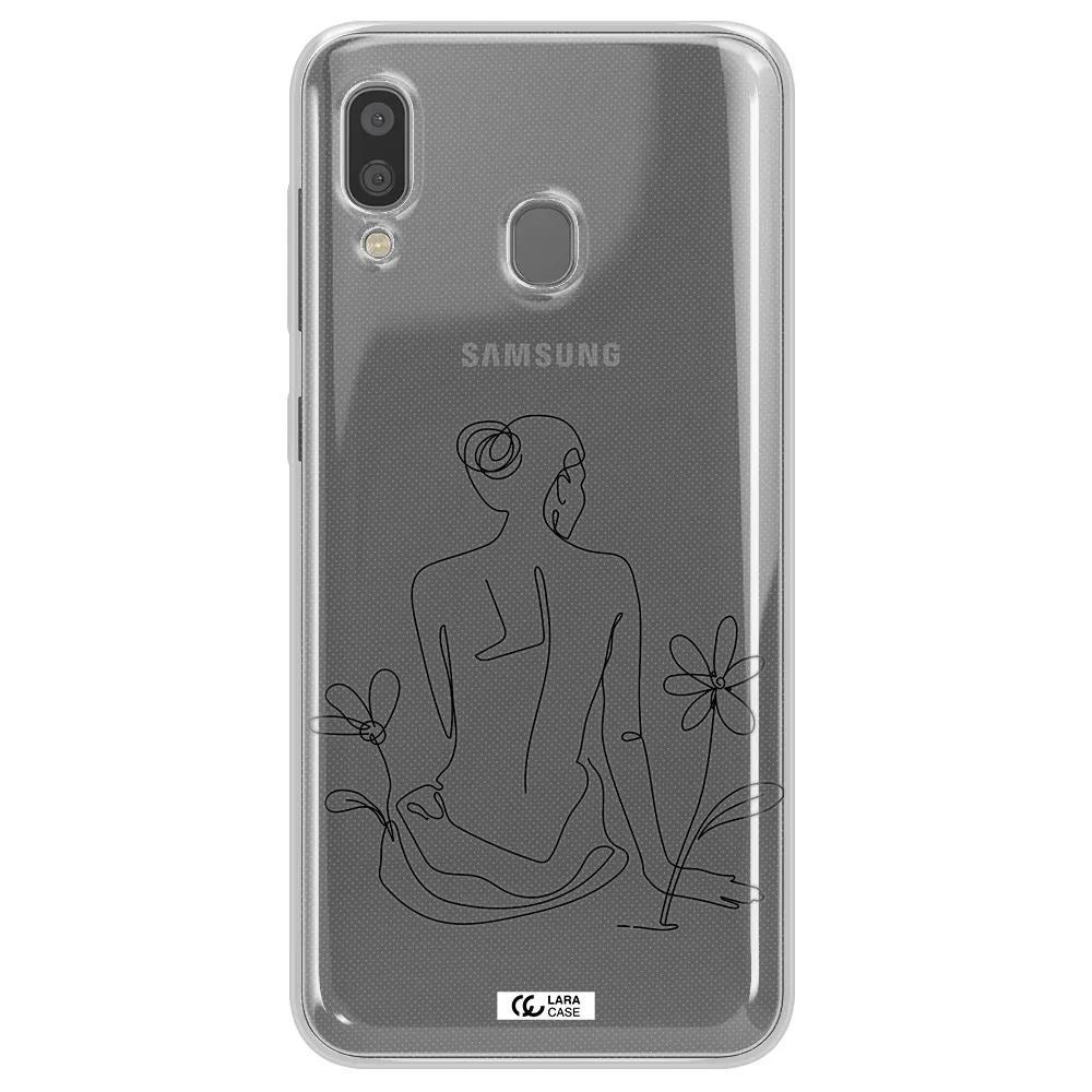 a woman sitting on a flower Samsung A20 Clear TPU Case