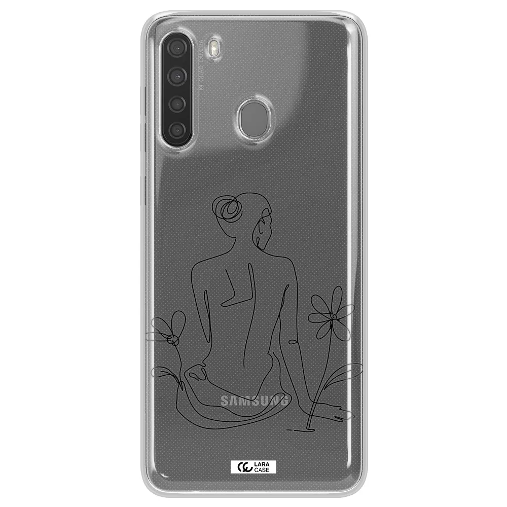 a woman sitting on a flower Samsung A21 Clear TPU Case