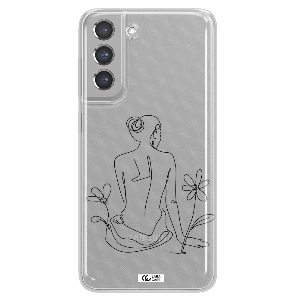 a woman sitting on a flower Samsung A21 Fe Clear TPU Case