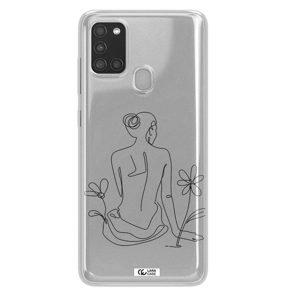 a woman sitting on a flower Samsung A21S Clear TPU Case