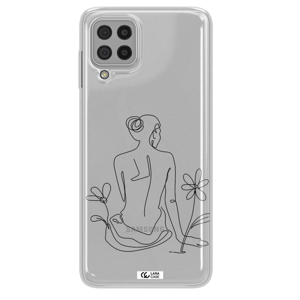 a woman sitting on a flower Samsung A22 4g Clear TPU Case