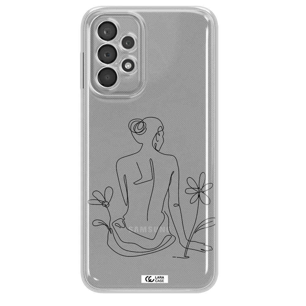 A Woman Sitting On A Flower Samsung A23 5G Clear Tpu Case