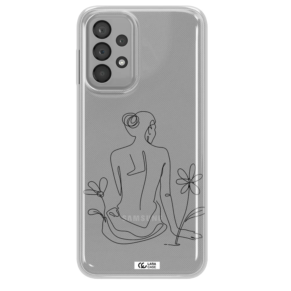 a woman sitting on a flower Samsung A23 Clear TPU Case